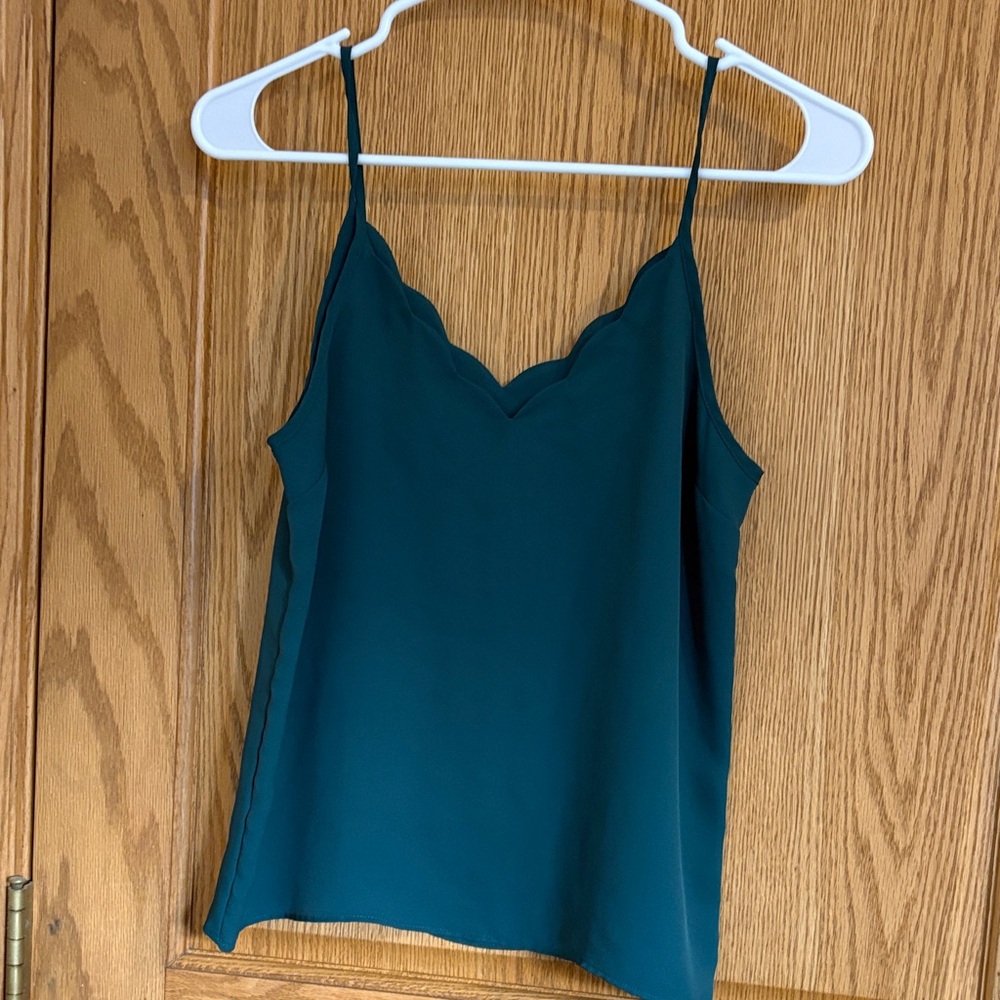 Express Dark Teal Scalloped Camisole